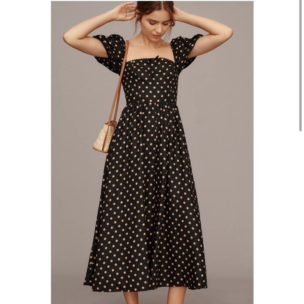 Reformation Marella Linen Dress Ritz Dot